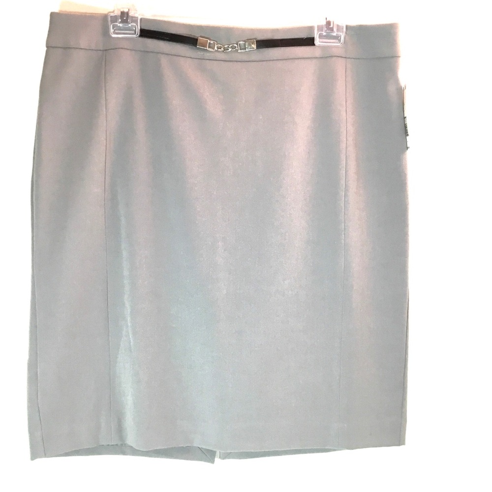 NWT Metaphor Grey Midi Skirt Zip Side Front Decor Size 16